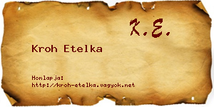 Kroh Etelka névjegykártya